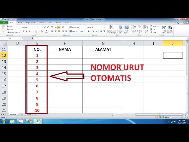 Cara Mengurutkan Nomor di Excel